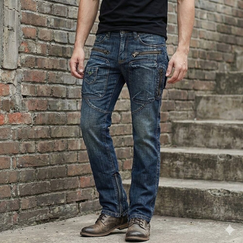Sicko 19 Jeans Men 38 Low Rise Baggy Skater Y2K Rave Straight Leg Cyber Grunge
